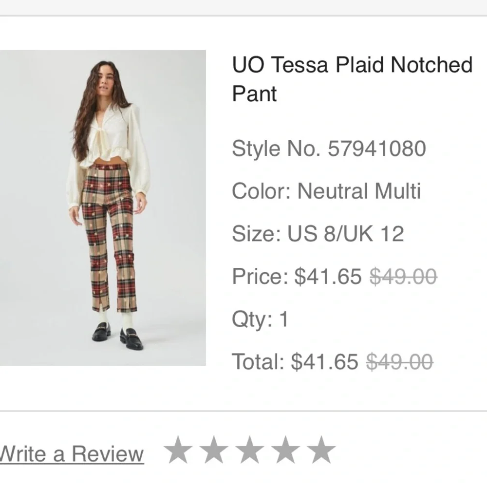 Urban Outfitters Plaid High-Rise Straight-Leg Pants in Red, Tan, Black - Picture 3 of 5